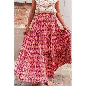 Printed Tiered Maxi Skirt